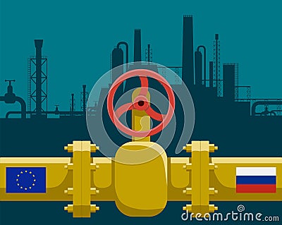 Gas pipeline with valve Vector Illustration