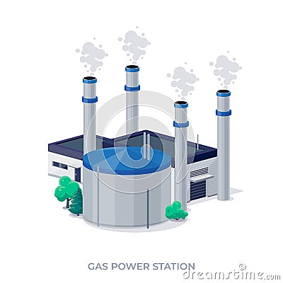 Natural gas power plant station Vector Illustration