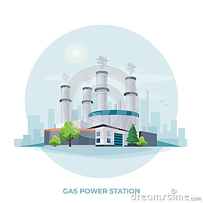 Natural gas power plant station Vector Illustration