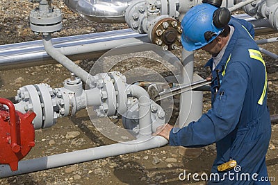 Gas Production Operator Stock Photo