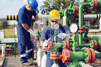 Gas Production Operators Stock Photo