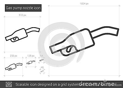 Gas pump nozzle line icon. Vector Illustration