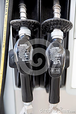 Gas pump nozzles close up Editorial Stock Photo