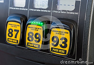 Gas pump octane selector Stock Photo