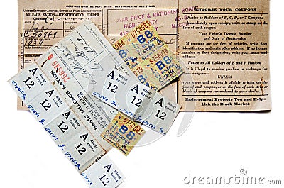 Gas Ration Coupons Stock Photo