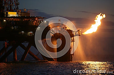 Gas Rig Flaring Stock Photo