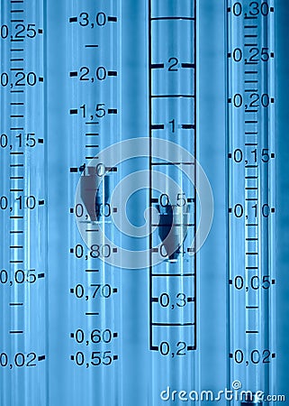 Gas rotameter measuring scale as a medical technical background Stock Photo