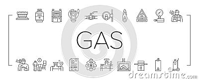 gas service energy power fuel icons set vector Vector Illustration