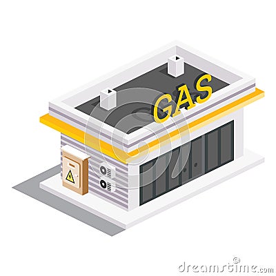 Gas Station Exterior. Isometric Isolated Modern Building. Infographic Element Stock Photo