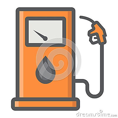 Gas station filled outline icon, petrol and fuel Vector Illustration