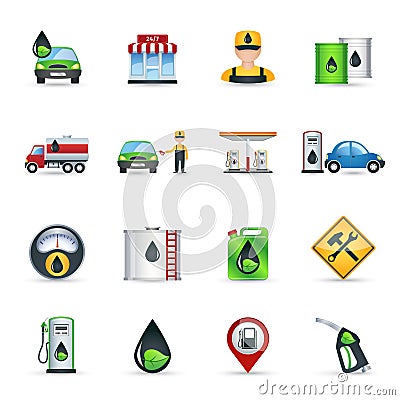 Gas Station Icons Set Vector Illustration