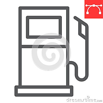 Gas station line icon, fuel and gasoline, petrol pump vector icon, vector graphics, editable stroke outline sign, eps 10 Vector Illustration