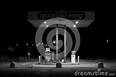 Gas station fuel truck light night shiny Editorial Stock Photo
