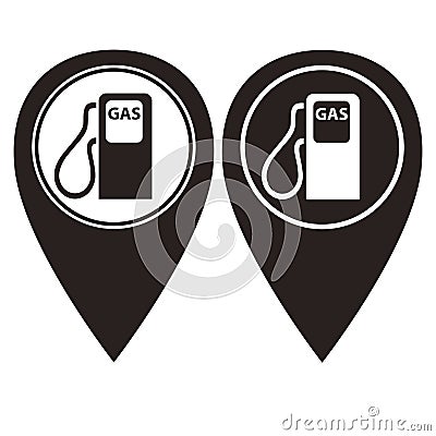 Gas station pin pointer in two color version Vector Illustration