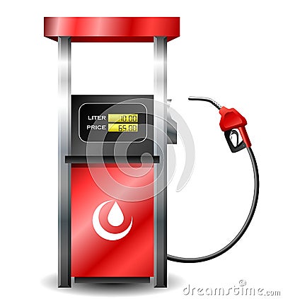 Gas station pump with fuel nozzle Vector Illustration