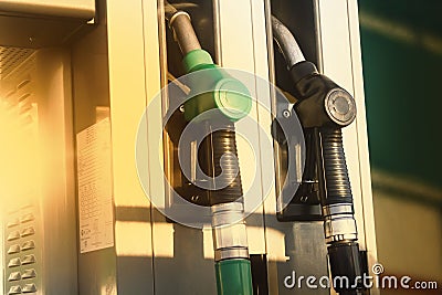 Gas station pumps Stock Photo