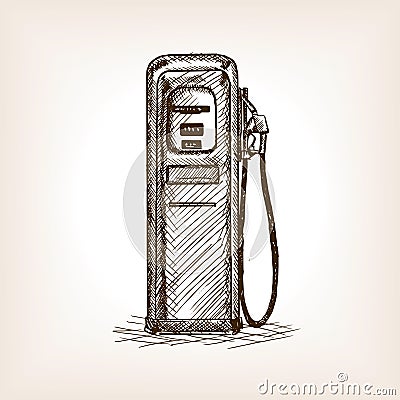 Gas station sketch style vector illustration Vector Illustration