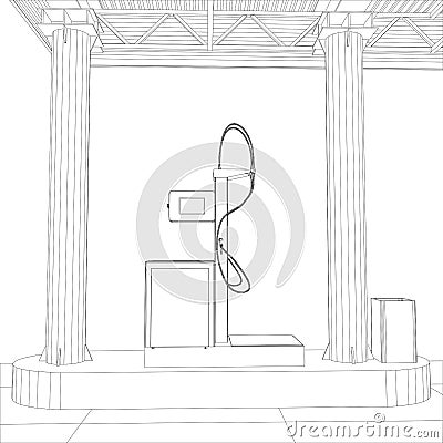 Gas station wire-frame line vector Vector Illustration