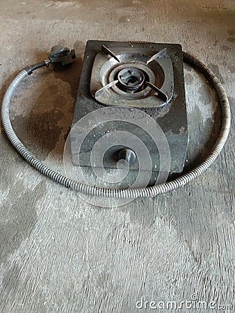 gas stove with hose and regulator Stock Photo