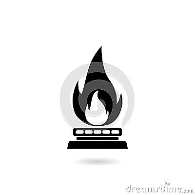 Gas stove icon with shadow Vector Illustration