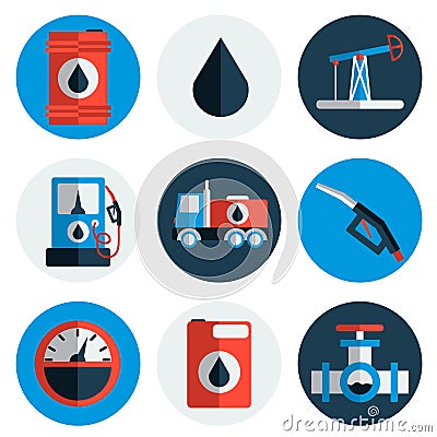 Gas trade vector flat icon set Vector Illustration