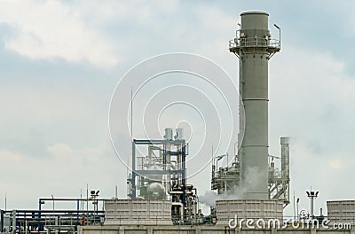 Gas turbine electrical power plant. Energy for support factory in industrial estate. Natural gas tank. Power plant using natural Stock Photo