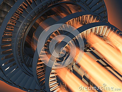 Gas turbine engine working Stock Photo