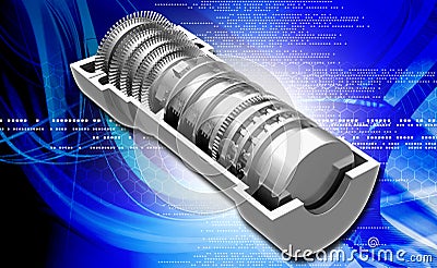 Gas Turbine jet engine propulsion blades Stock Photo