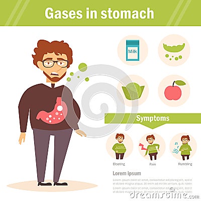 Gases in stomach. Vector. Vector Illustration