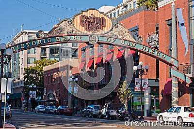 Gaslamp District sign in San Diego, California Editorial Stock Photo