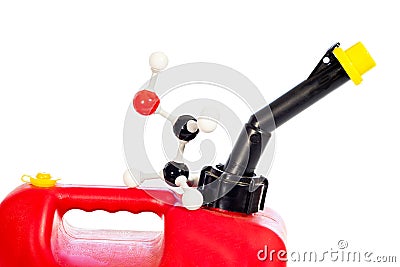 Gasoline can for the molecule for Ethanol on it Stock Photo
