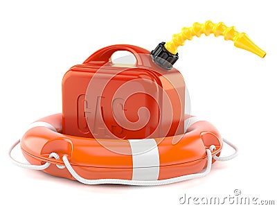 Gasoline canister with life buoy Stock Photo