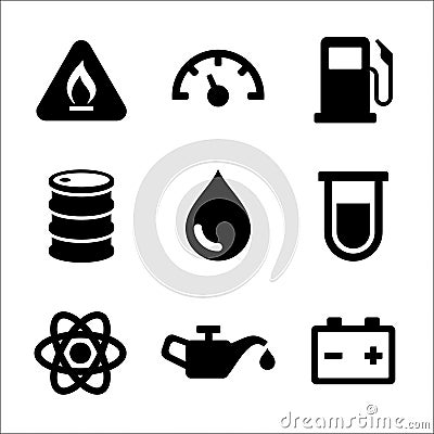 Gasoline Diesel Fuel Service Station Icons Set. Vector Illustration