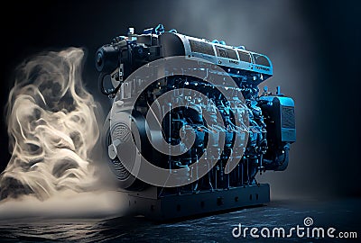 Gasoline Portable Generator Close up on Mobile Backup Generator. Standby Generator - Outdoor Power Equipment. Stock Photo