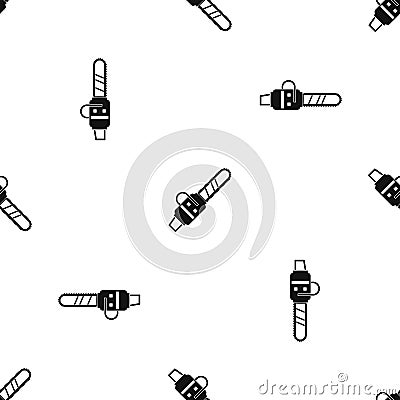 Gasoline powered chainsaw pattern seamless black Vector Illustration