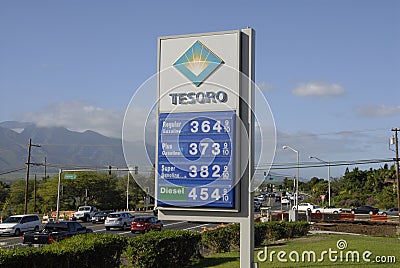 GASOLINE PRICE DROPPED 10 CENTS Editorial Stock Photo