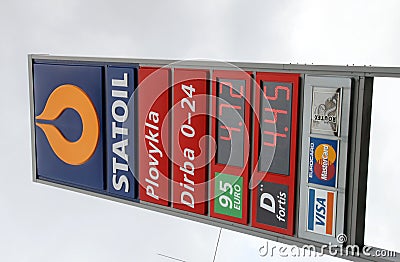 Gasoline price sign Editorial Stock Photo
