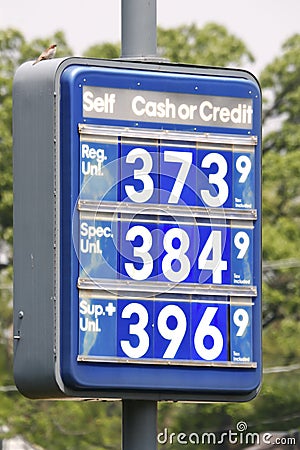 Gasoline Price Sign Stock Photo