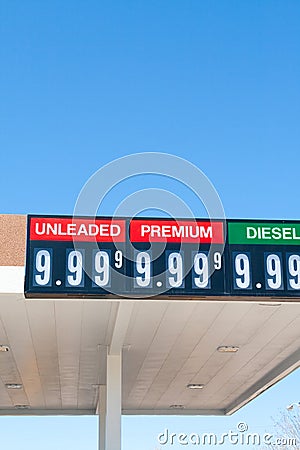 Gasoline Prices Inflation USA Sky High Where's the limit Stock Photo