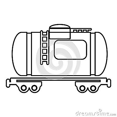 Gasoline railroad tanker icon , outline style Vector Illustration