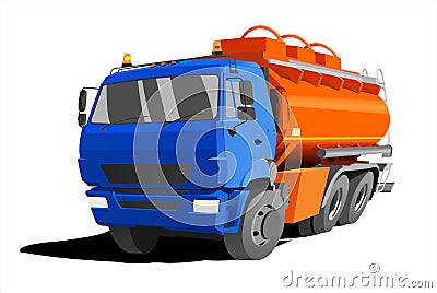 Gasoline Tank Truck; Tanker; Fuel truck. Modern flat Vector illustration Cartoon Illustration