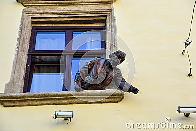 Gasova Lampa. Open monument devoted of inventors kerosene lamps Jan Zeh and Ignacio Lukasiewicz on May 27, 2012 in Lviv. Editorial Stock Photo