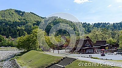 Gassho-zukuri type of farmhouse in Shirakawago Stock Photo