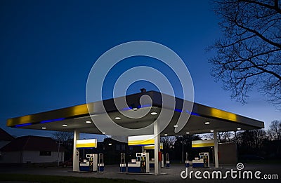 Gasstation at night 1 Stock Photo
