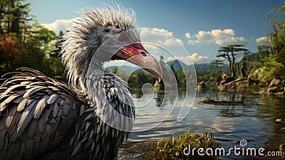 Gastornis are an extinct genus of large flightless birds that lived during the Eocene. generative ai Stock Photo