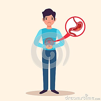 Gastritis Patient Flat Character Vector Illustration