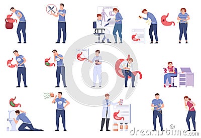 Gastro Problems Icon Set Vector Illustration