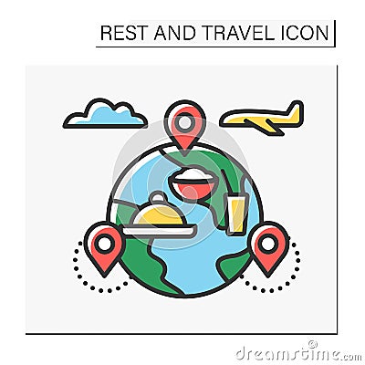Gastro tourism color icon Vector Illustration