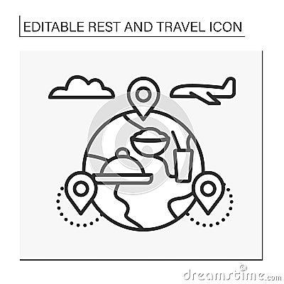 Gastro tourism line icon Vector Illustration