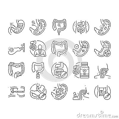 gastroenterologist doctor stomach icons set vector Vector Illustration